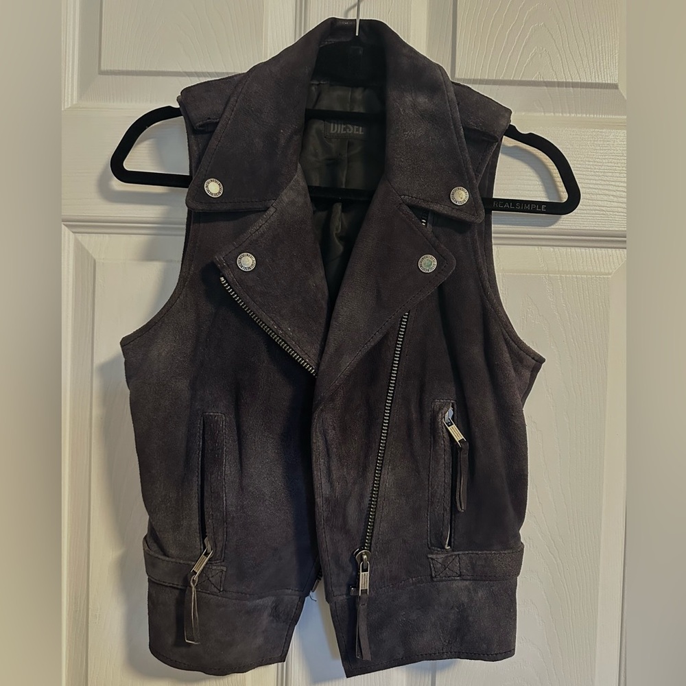 Vintage Leather Diesel Motorcycle Vest Size Smalll